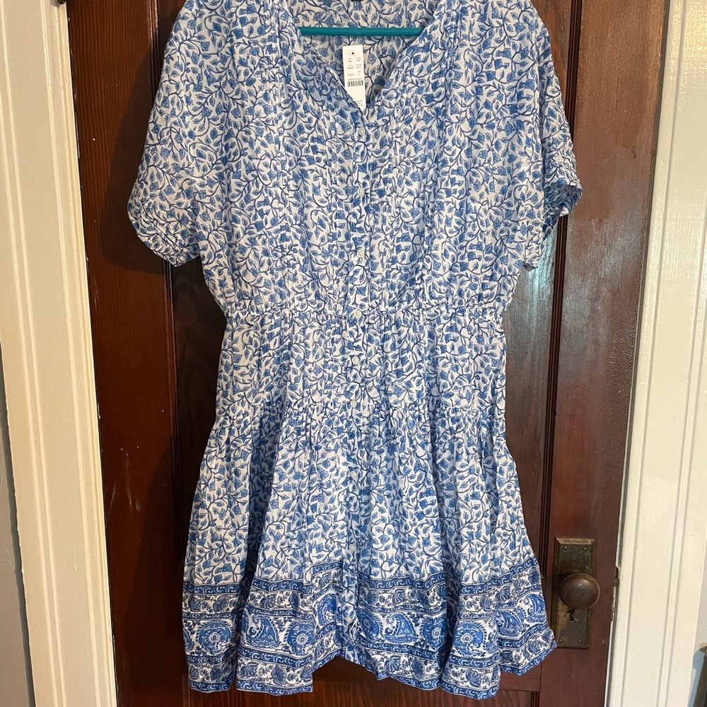 J. Crew Pintuck mini shirtdress in bandana block print NWT - Picture 4 of 9